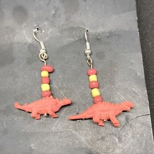 Handmade dinosaur dangle earrings